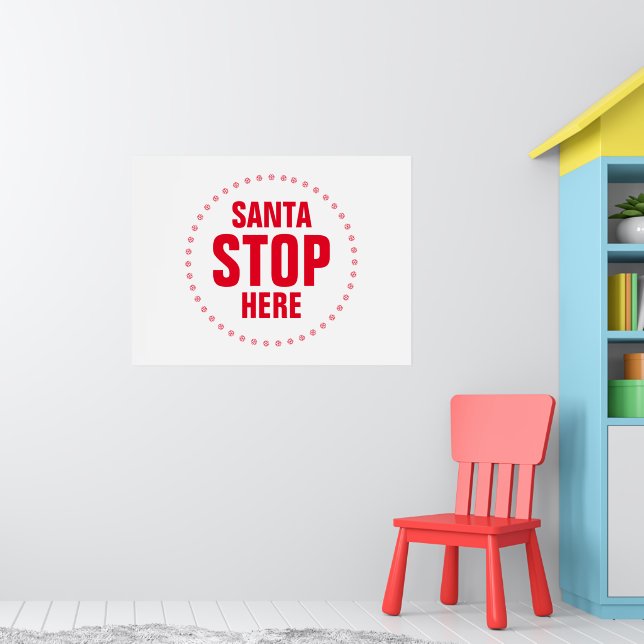 Poster Papais noeis param aqui vermelho e branco engraçad (Berçário 1)