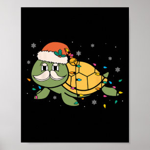 Poster Papais noeis Retro Tartaruga Marinha Natal Luzes O