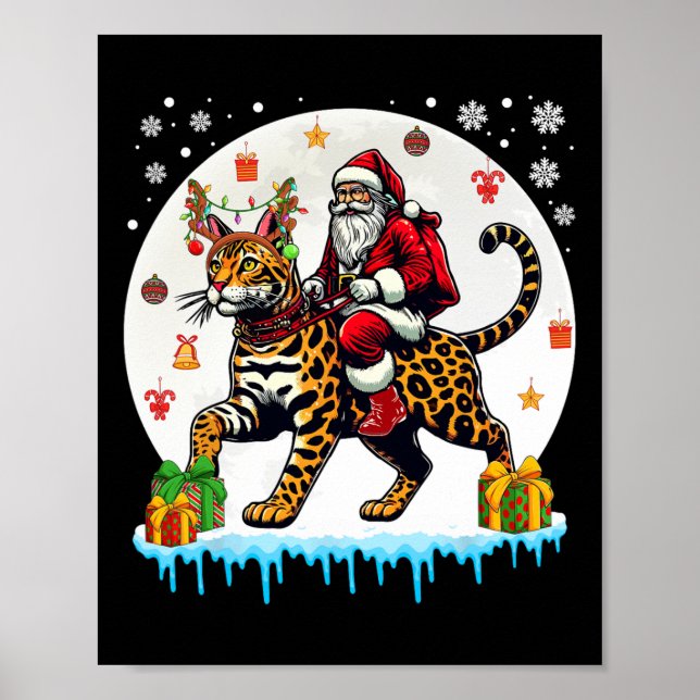 Poster Papais noeis Riding Reindeer Bengal Cat Proprietár (Frente)
