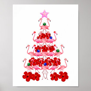 Poster Papais noeis Rosa Flamingo Árvore de Natal