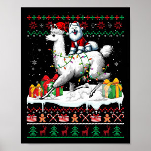 Poster Papais noeis Samoyed Riding Llama Christmas Sweove