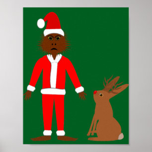 Poster Papais noeis Sasquatch e Jackalope Christmas