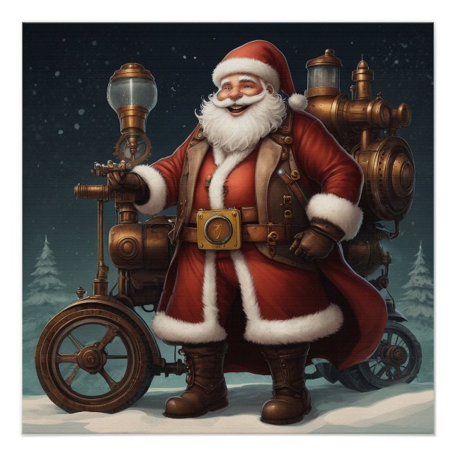 Póster Papais noeis Steampunk Sleigh (Frente)