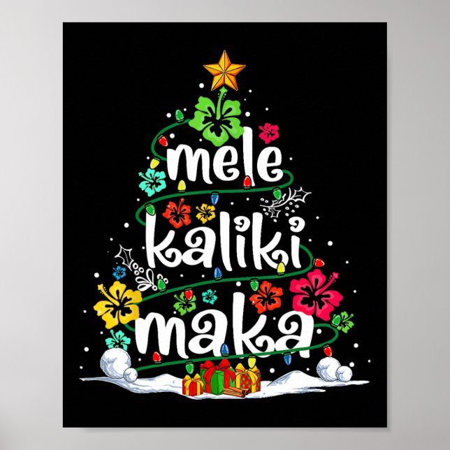 Poster Papais noeis tropicais de Natal do Havaí Mele Kali (Frente)