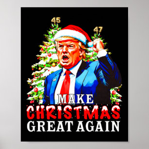 Poster Papais noeis Trump 45-47 Pijamas Xmas fazem Natal