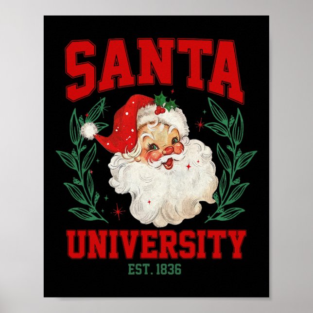 Poster Papais noeis Universidade Engraçado Retro Natal (Frente)