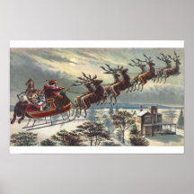 Papais noeis Vintage em Sleigh Flying