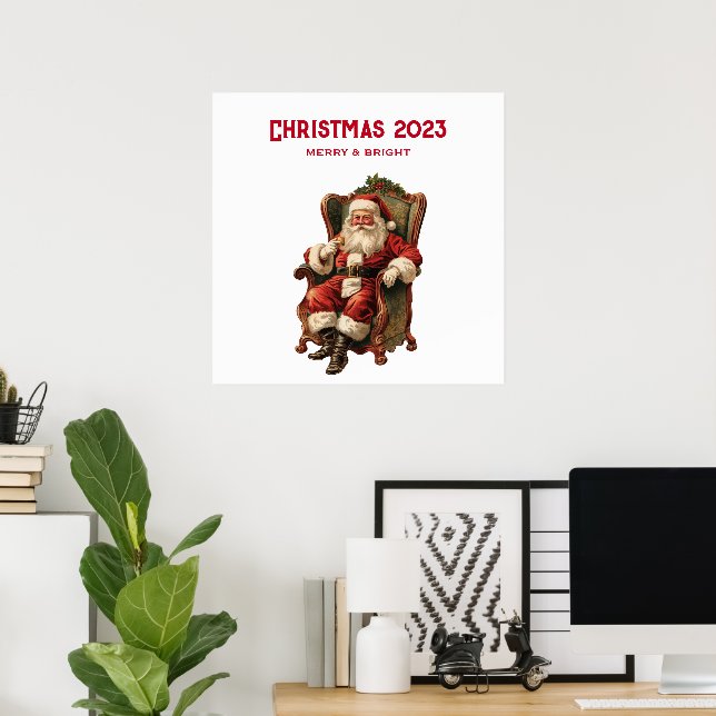 Poster Papais noeis Vintage Sentados no Natal Comfy (Escritório em casa)