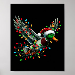 Poster Papais noeis Voadores Duck Com Luzes De Natal Caça