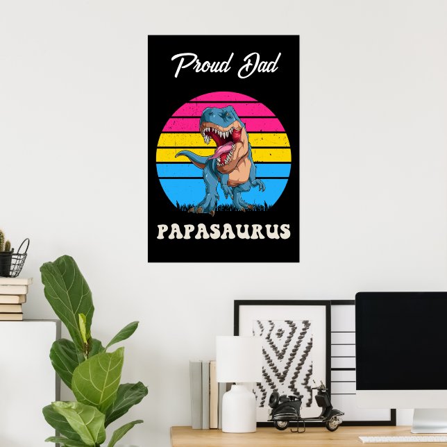 Poster Papasauro Dinossauro Engraçado Pansexual Bandeira  (Escritório em casa)