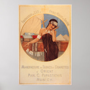 Poster PAPASTAthis MUNICH Cigarette Cigarro Old German