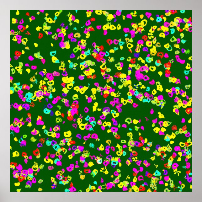 Poster Papeis de Parede com Padrão de Murais Florais Abst (Frente)