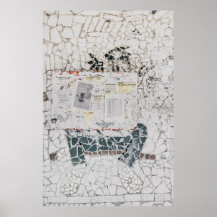 Poster Papel branco da impressora na parede de betão bran