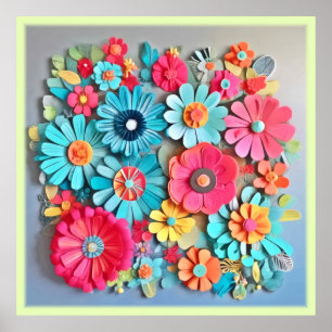 Poster Papel Colorido Arte Floral