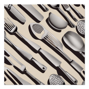 Póster Papel de enrolamento de temas de utensílios de coz