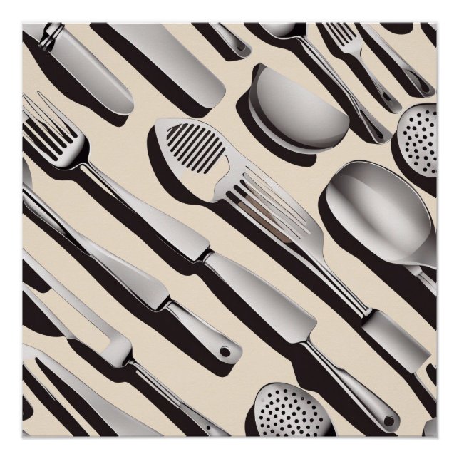 Póster Papel de enrolamento de temas de utensílios de coz (Frente)