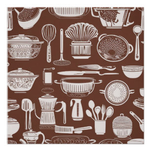 Póster Papel de enrolamento de temas de utensílios de coz