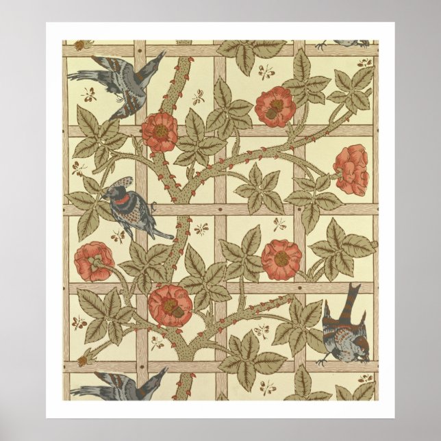 Poster Papel de parede azul e laranja, design, 1864 (Frente)