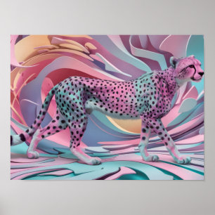 Poster Papel de parede Cheetah Abstrato em Pastel Color