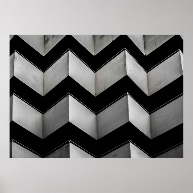 POSTER PAPEL DE PAREDE CHEVRON PRETO E BRANCO (Frente)