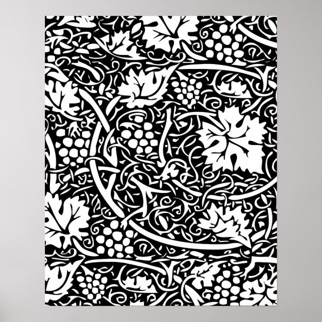 Póster Papel de Parede com Padrão de Uva de William Morri (Frente)