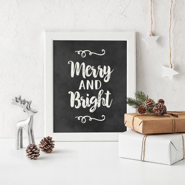 Poster Papel de Parede de Lousa Preta de Natal Alegre e B (Criador carregado)