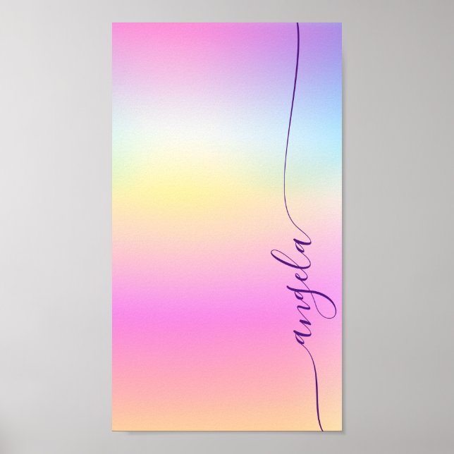 Poster Papel de Parede de Nome Glam com Gradiente Iridesc (Frente)