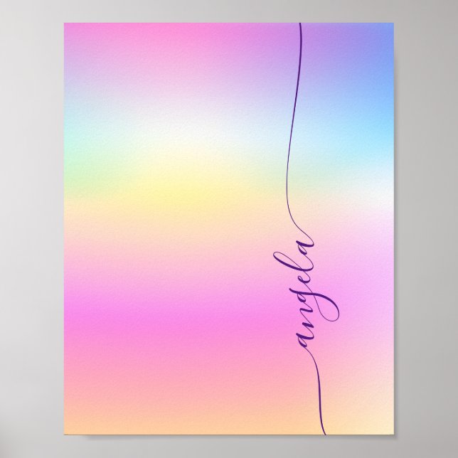 Poster Papel de Parede de Nome Glam com Gradiente Iridesc (Frente)
