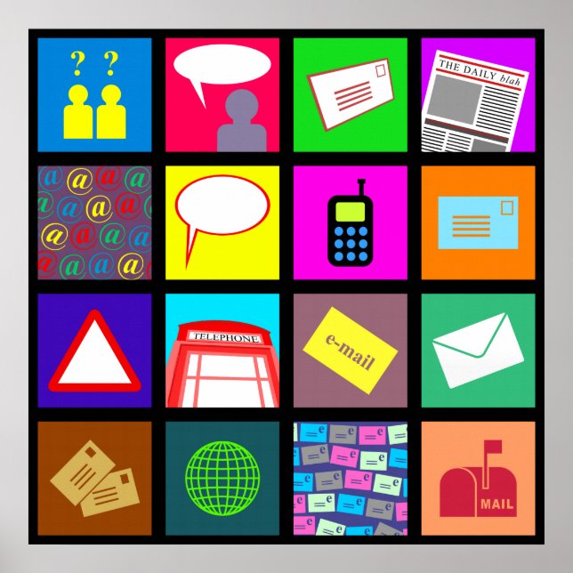 Poster Papel de parede do Azulejo comunicação (Frente)