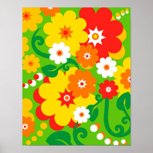 Poster Papel de parede engraçado de flower power