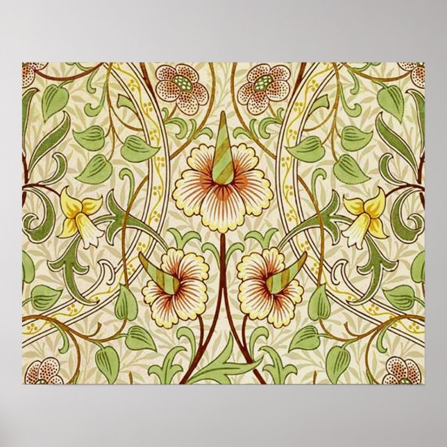 Poster Papel de Parede Flor Clássico Narciso William Morr (Frente)