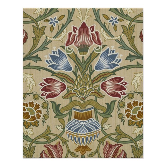 Póster Papel de Parede Floral Brocado William Morris (Frente)