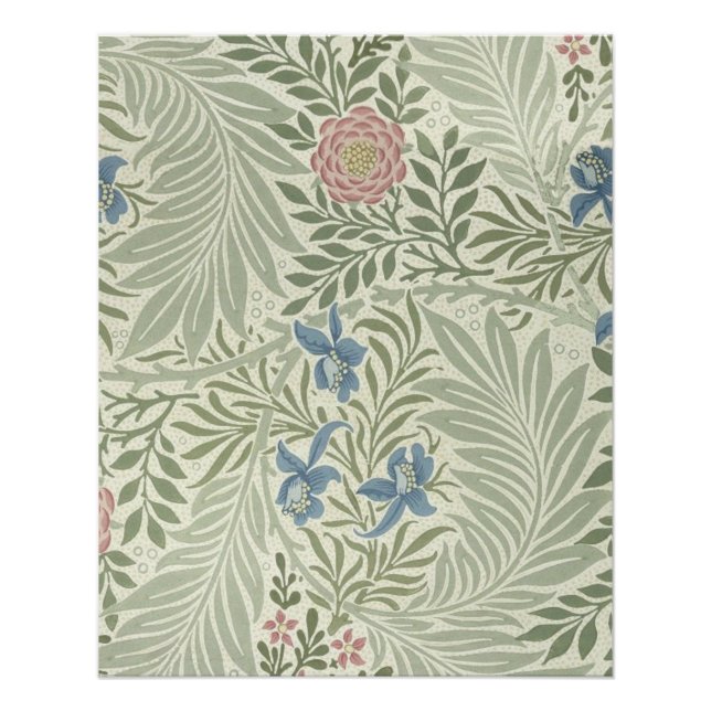 Póster Papel de Parede Floral Larkspur de William Morris (Frente)