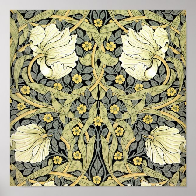 Póster Papel de Parede Floral Pimpinela de William Morris (Frente)