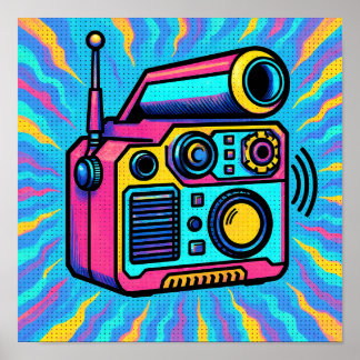 Poster Papel de Parede Pop com Padrão Digital Abstrato co