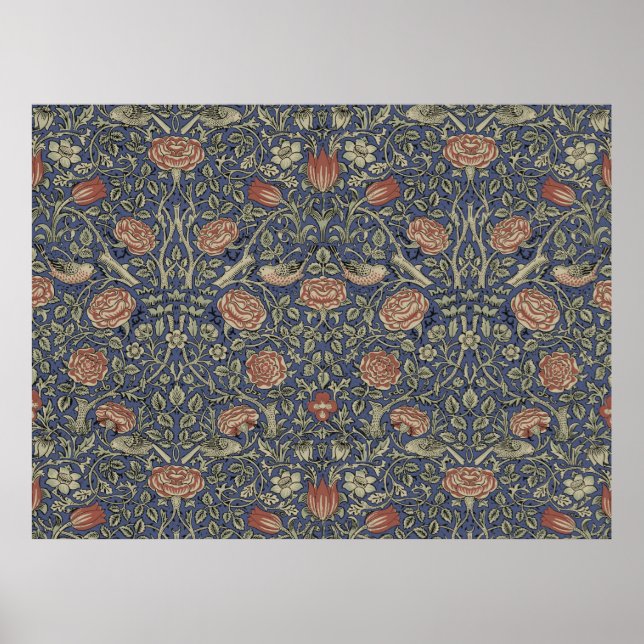 Poster Papel de Parede Rosa Tudor de William Morris (Frente)