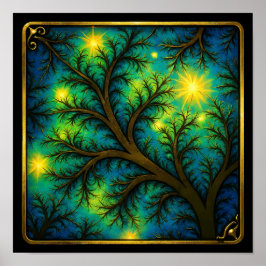 Poster Papel de Parede Sem Costura Fractal com Sobreposiç