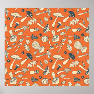 Poster Papel de parede Sensível de Cogumelo Doodal