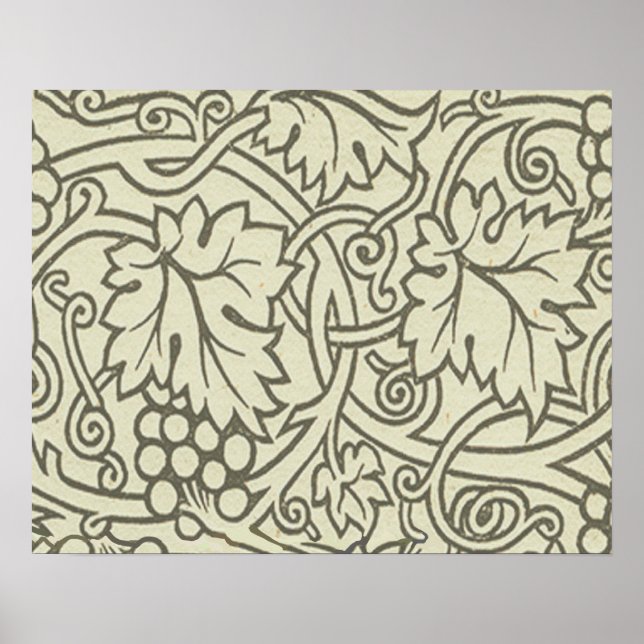 Poster Papel de parede verde de videira de William Morris (Frente)