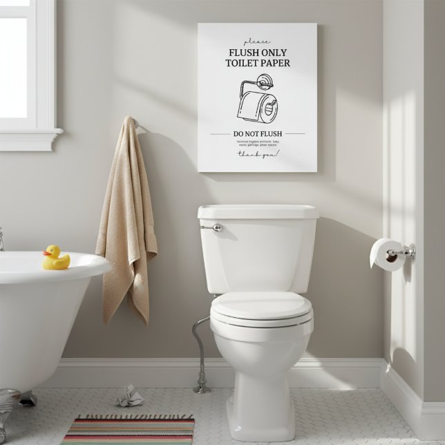 Póster Papel de toucador só de descarga | Poster de Banhe (Flush Only Toilet Paper | Bathroom Poster)