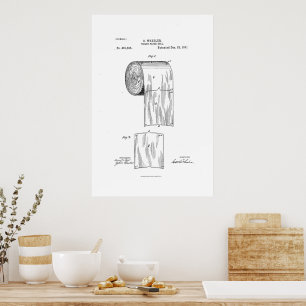 Poster Papel higiênico, vintage, pintura de patente