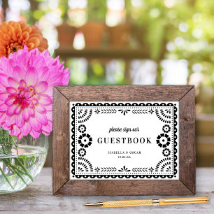 Poster Papel Preto e Branco Picado Sinal de Guestbook