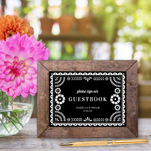 Poster Papel Preto e Branco Picado Sinal de Guestbook