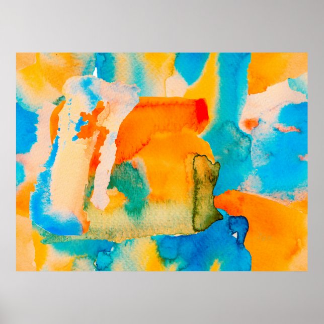 Poster Papel Psicodélico. Azul Clássico e Vermelho Lava L (Frente)