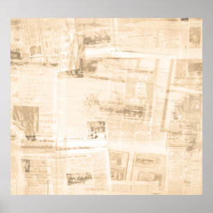 Poster Papel raspado: fundo antigo de jornal.