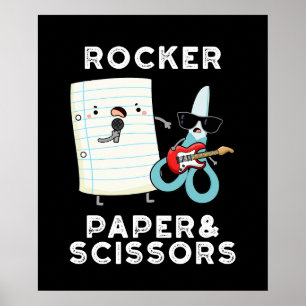 Poster Papel Rocker E Tesoura Jogo Engraçado Jogar Escuro