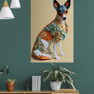 Poster Papel Rococo Toy Fox Terrier Pastel Cores