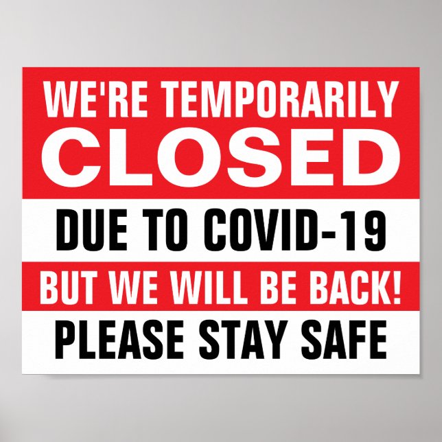 Poster Papel vermelho temporariamente fechado de 8,5" X 1 (Frente)