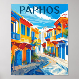 Poster Paphos City, Chipre souvenir