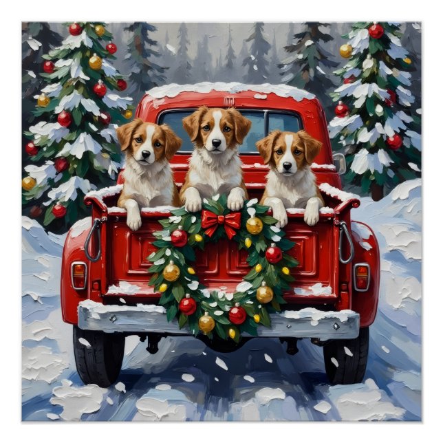 Póster Papillon Christmas Red Truck Holiday (Frente)